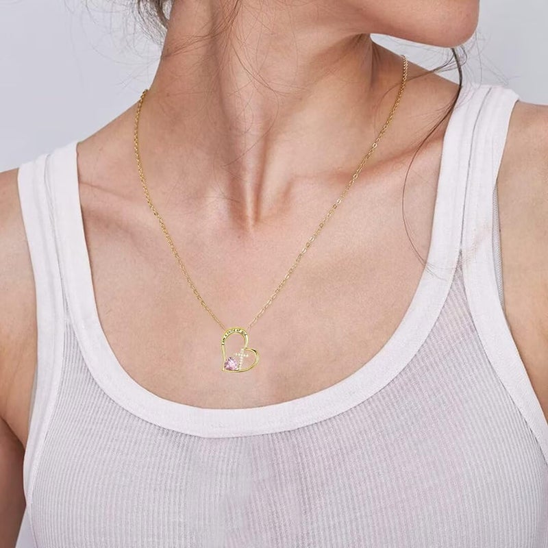 BAOWING Store I Am a Child of God Heart Cross Birthstone Necklace for Girls Baptism Gifts First Communion Gifts Easter Birthday Christmas Gifts Jewelry for Goddaughter Godchild Teens Girls Women - Image 3